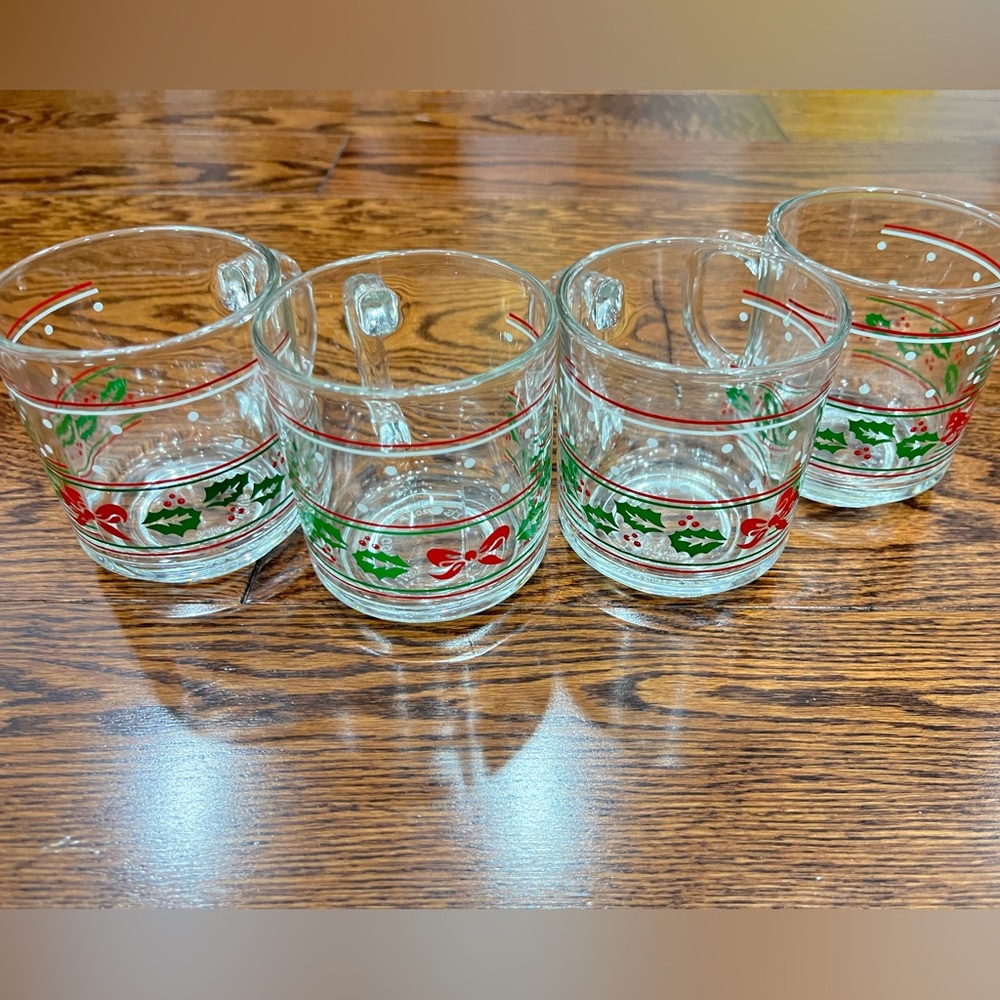 Vintage KIG Indonesia Holiday Glassware, Set Of 4 Christmas Kitchen Decor